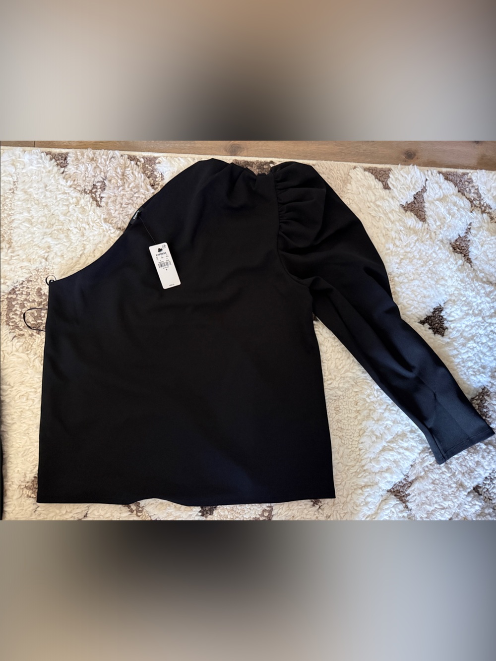 Express Black One-Shoulder Puff Sleeve Top